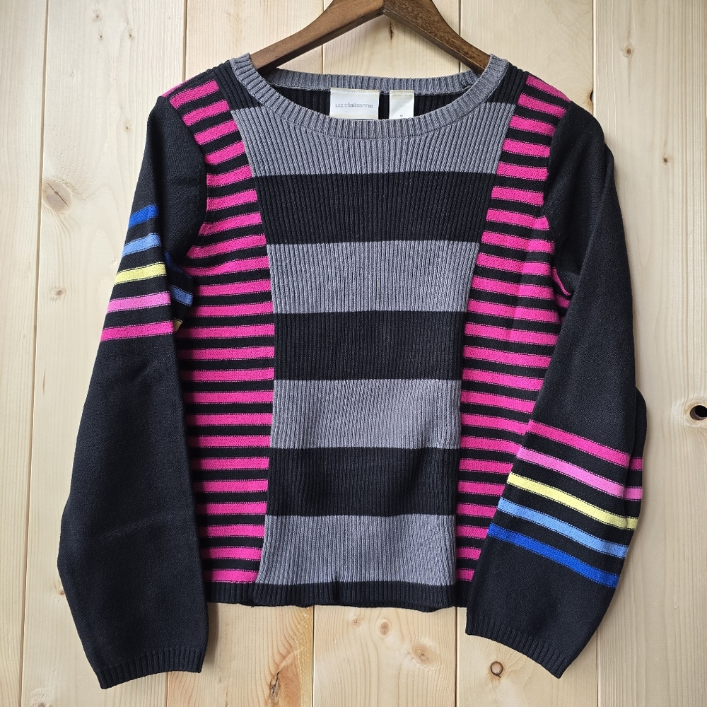 Liz Claiborne Multicolor Stripe Long Sleeve Pullover Sweater Medium